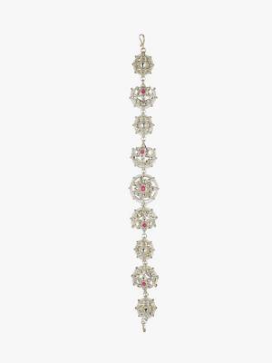 Women gold plated floral kundan pearl studded matha pati 1