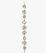 Women gold plated floral kundan pearl studded matha pati
