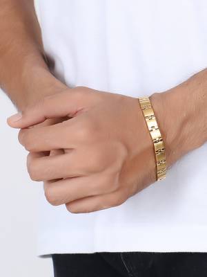 Men gold plated link bracelet 2