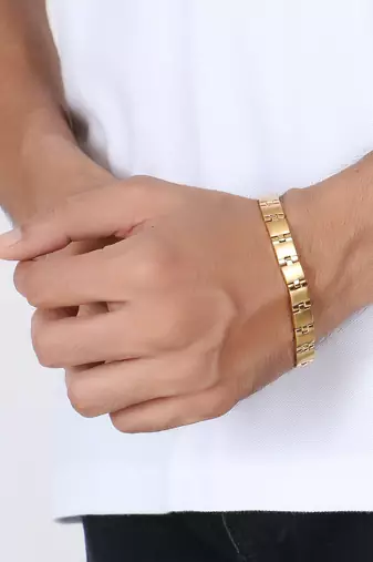 Men gold plated link bracelet