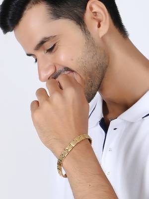 Men gold plated link bracelet 3