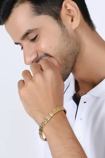 Men gold plated link bracelet
