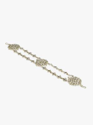 Women gold plated floral kundan pearl studded matha pati 2