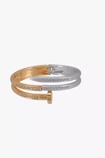 Women gold plated stone studded layered bracelet
