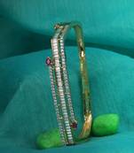 Women 24ct gold-plated pink stone studded square shapped bracelet