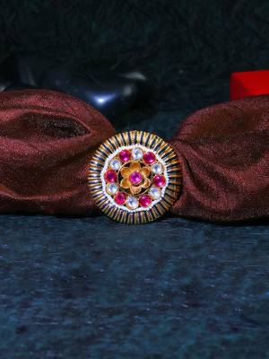 Women 24ct gold-plated stone-studded handcrafted flower finger ring 1