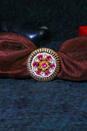 Women 24ct gold-plated stone-studded handcrafted flower finger ring