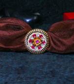 Women 24ct gold-plated stone-studded handcrafted flower finger ring