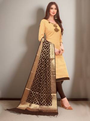 Beige Hand Embroidery Cotton Salwar 1