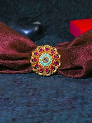 Women 24ct gold-plated stone-studded handcrafted finger ring 1