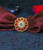 Women 24ct gold-plated stone-studded handcrafted finger ring