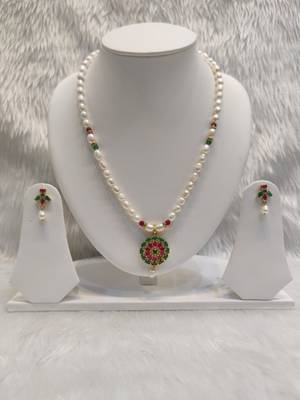 Mannat raj pearls and jewellers natural fresh water hyderabadi pearls daily wear designer necklace set 2