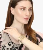 Women gold-toned & white brass cubic zirconia handcrafted gold-plated wraparound bracelet