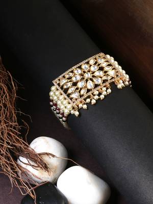 Women gold-toned & white brass cubic zirconia handcrafted gold-plated wraparound bracelet 3