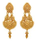 Traditional Ethnic Gold Plated Teardrop Dangler Earrings For Women