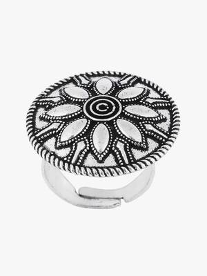 Silver-toned oxidized adjustable ring 2