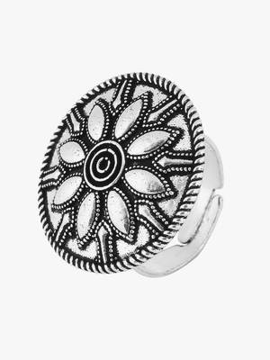Silver-toned oxidized adjustable ring 4