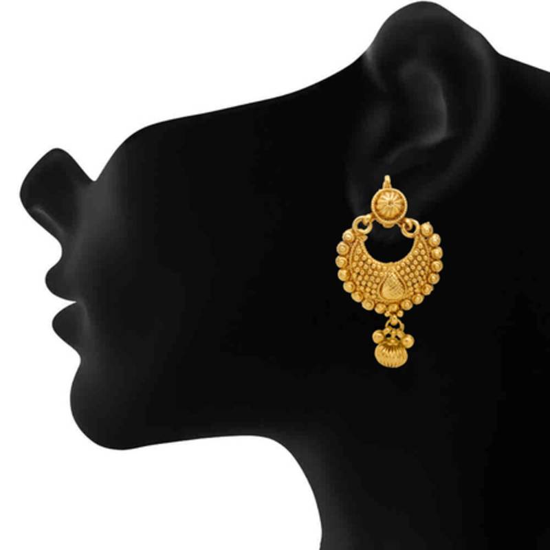 Traditional Ethnic Gold Plated Ethnic Golden Diya Earrings For Women