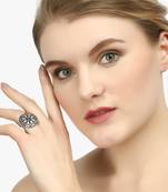 Silver-toned oxidized adjustable ring