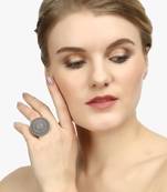 Silver-toned oxidized adjustable ring