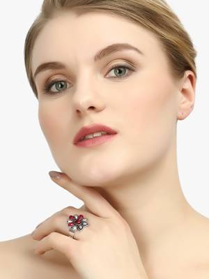 Silver-toned oxidized adjustable ring 1