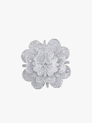 Rhodium-plated silver  cz flower adjustable ring 4