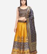 YELLOW COLOR NET WITH SEQUINS AND THREAD EMBROIDERY WORK SEMI-STITCHED LEHENGA & UNSTITCHED BLOUSE WITH DUPATTA