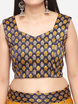 YELLOW COLOR NET WITH SEQUINS AND THREAD EMBROIDERY WORK SEMI-STITCHED LEHENGA & UNSTITCHED BLOUSE WITH DUPATTA 3