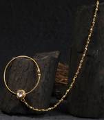24 ct gold-plated kundan  with chained big nose ring