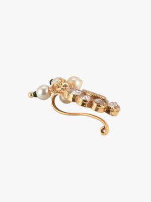 24ct gold-plated flower green stone stud nose pin 2