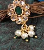 24ct gold-plated flower green stone stud nose pin