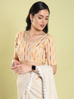 Salwar Studio Geometric Print Cotton Readymade Blouse - Pack of 1 | Women's Fashion 3
