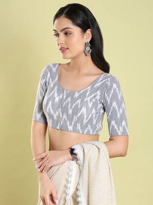 Salwar Studio Geometric Print Cotton Readymade Blouse - Pack of 1 | Women's Fashion 3
