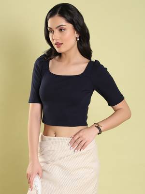 Salwar Studio Solid Woolen Lycra Readymade Blouse - Pack of 1 | Women's Fashion 3