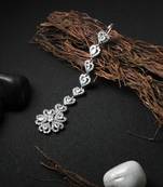 Rhodium-plated cz stone-studded handcrafted maang tika