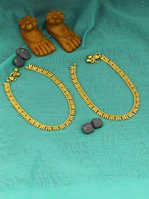 24ct gold-plated copper stylish handcrafted anklets payal for women and girls 1