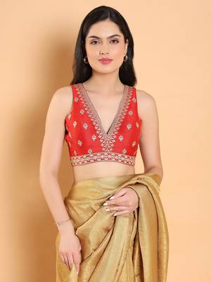 Salwar Studio Embroidered Mulberry silk Readymade Blouse - Pack of 1 | Women's Fashion 1