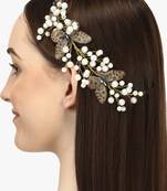 Women white pearl butterfly handcrafted hair accessory