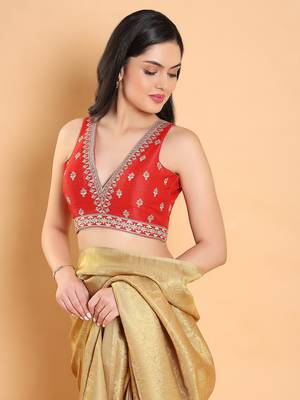 Salwar Studio Embroidered Mulberry silk Readymade Blouse - Pack of 1 | Women's Fashion 3
