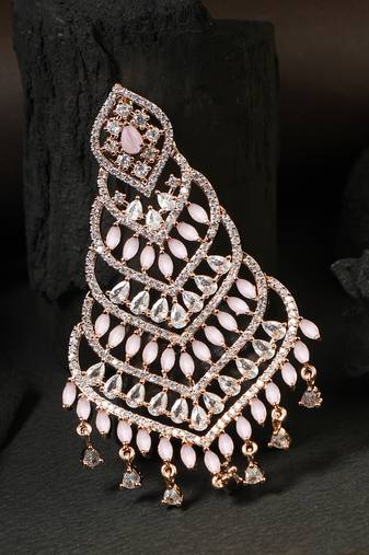 Rose gold-plated cz handcrafted jhumar passa