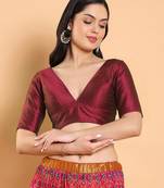 Salwar Studio Solid Mulberry silk Readymade Blouse - Pack of 1 | Women's Fashion