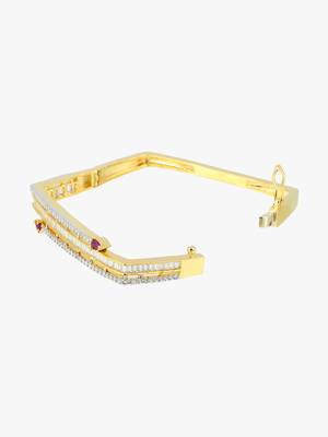 Women 24ct gold-plated pink stone studded square shapped bracelet 5