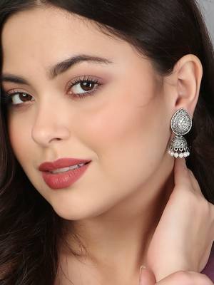 Pack of 3 silver-plated dome shaped jhumkis 2