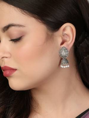 Pack of 3 silver-plated dome shaped jhumkis 3