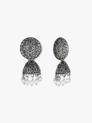 Pack of 3 silver-plated dome shaped jhumkis 4