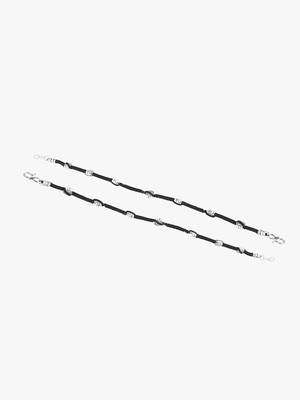 Set of 2 silver-plated black thread handcrafted  flower  anklets 1
