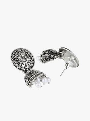 Pack of 3 silver-plated dome shaped jhumkis 5