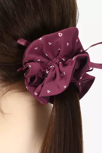 Set of 2 maroon and brown ponytail scrunchies