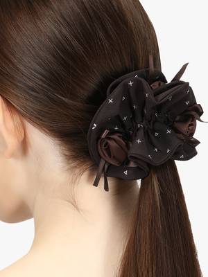 Set of 2 maroon and brown ponytail scrunchies 3