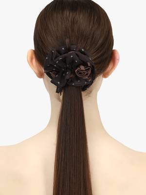 Set of 2 maroon and brown ponytail scrunchies 4